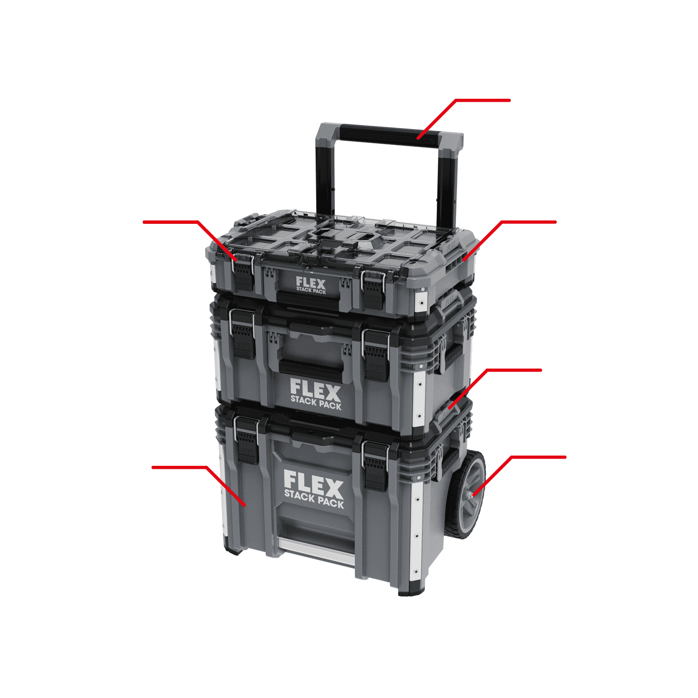 FLEX STACKPACK Features tool box for better organisation
