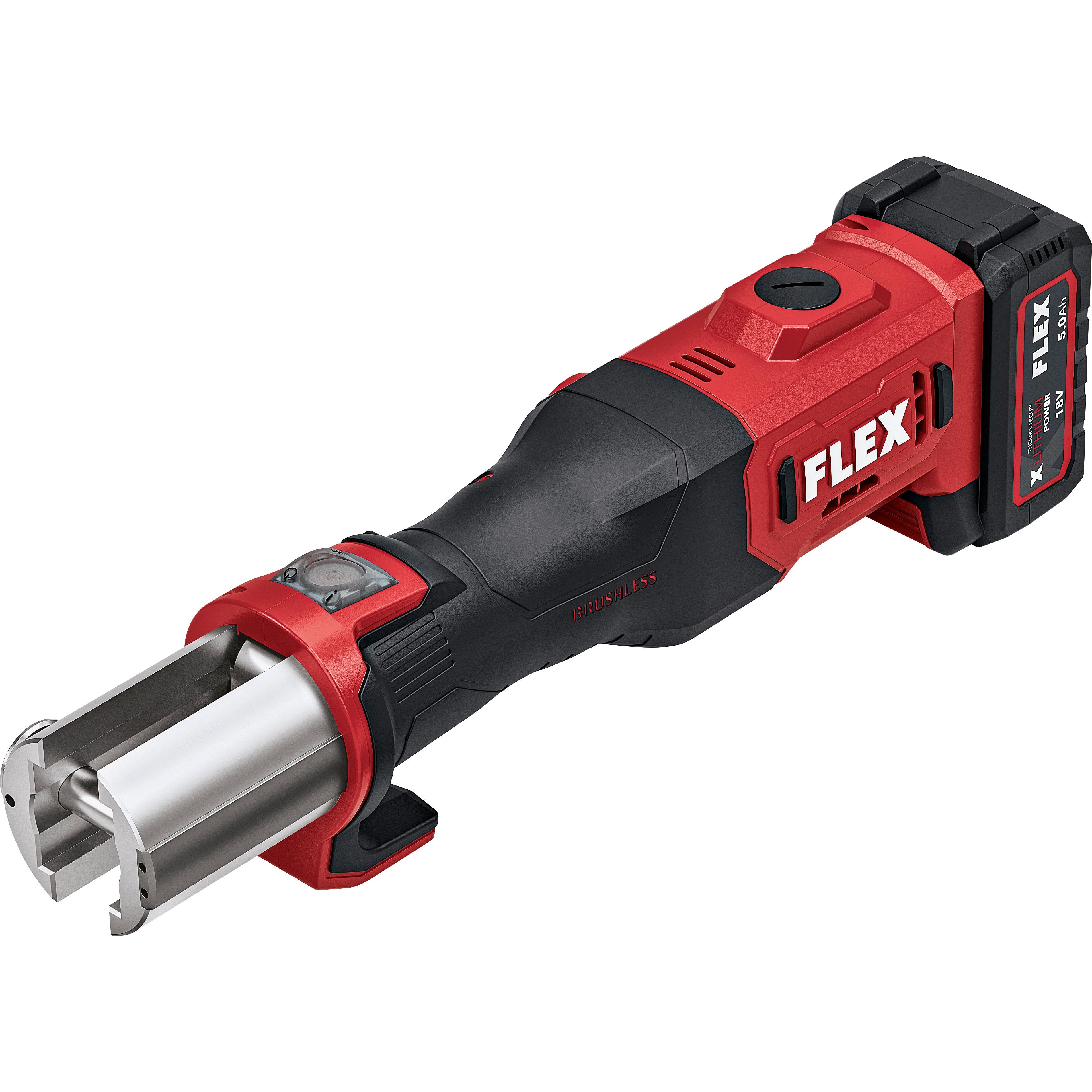 The new 18 V cordless pipe press PP 110 18-EC from FLEX is suitable for pipes up to 110 mm in diameter.
