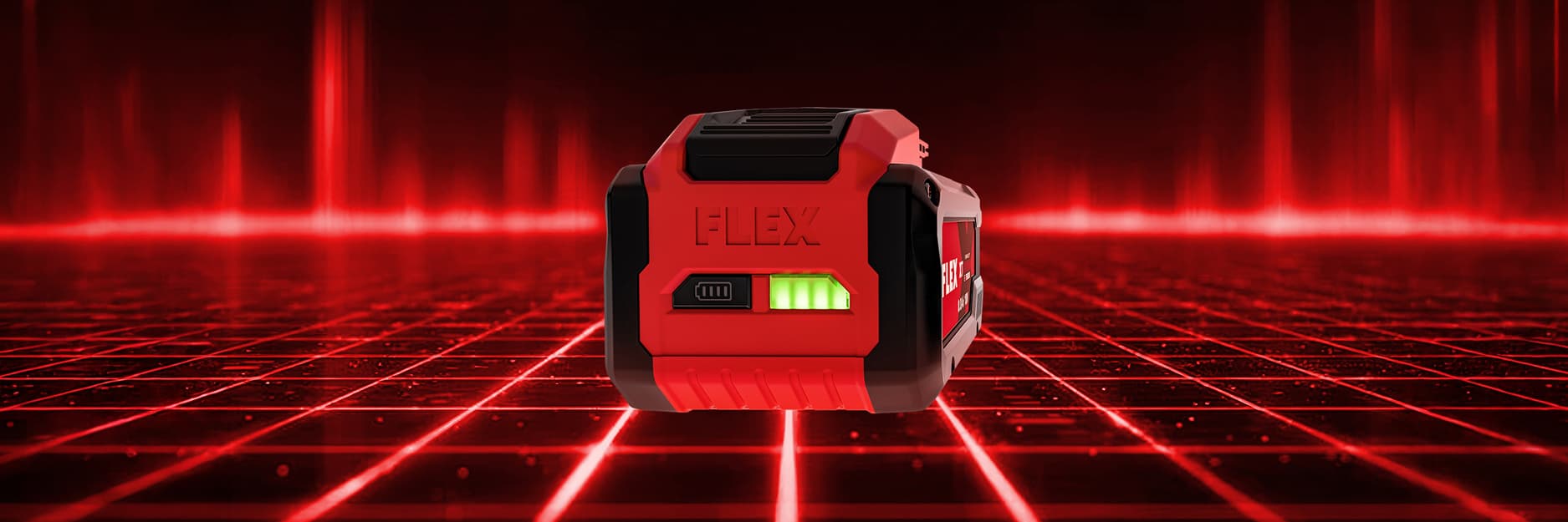 Campaign image featuring the FLEX Tabless AP 18/8.0 XT batteries