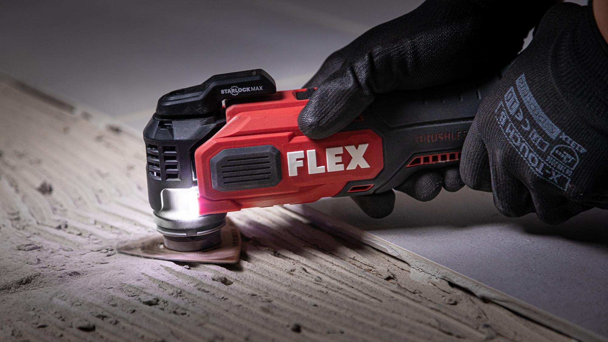 Scrape off tile adhesive with the FLEX Multitool