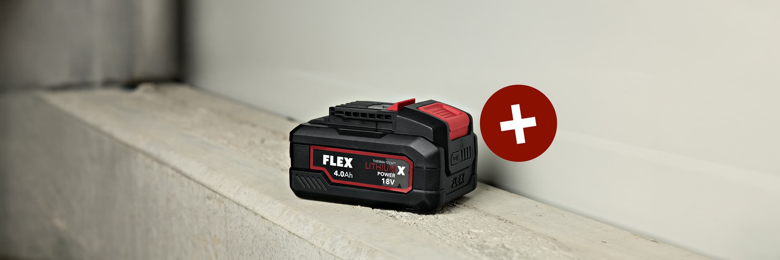 FLEX Akku mit Plus-Symbol Gratis-Akku Aktion