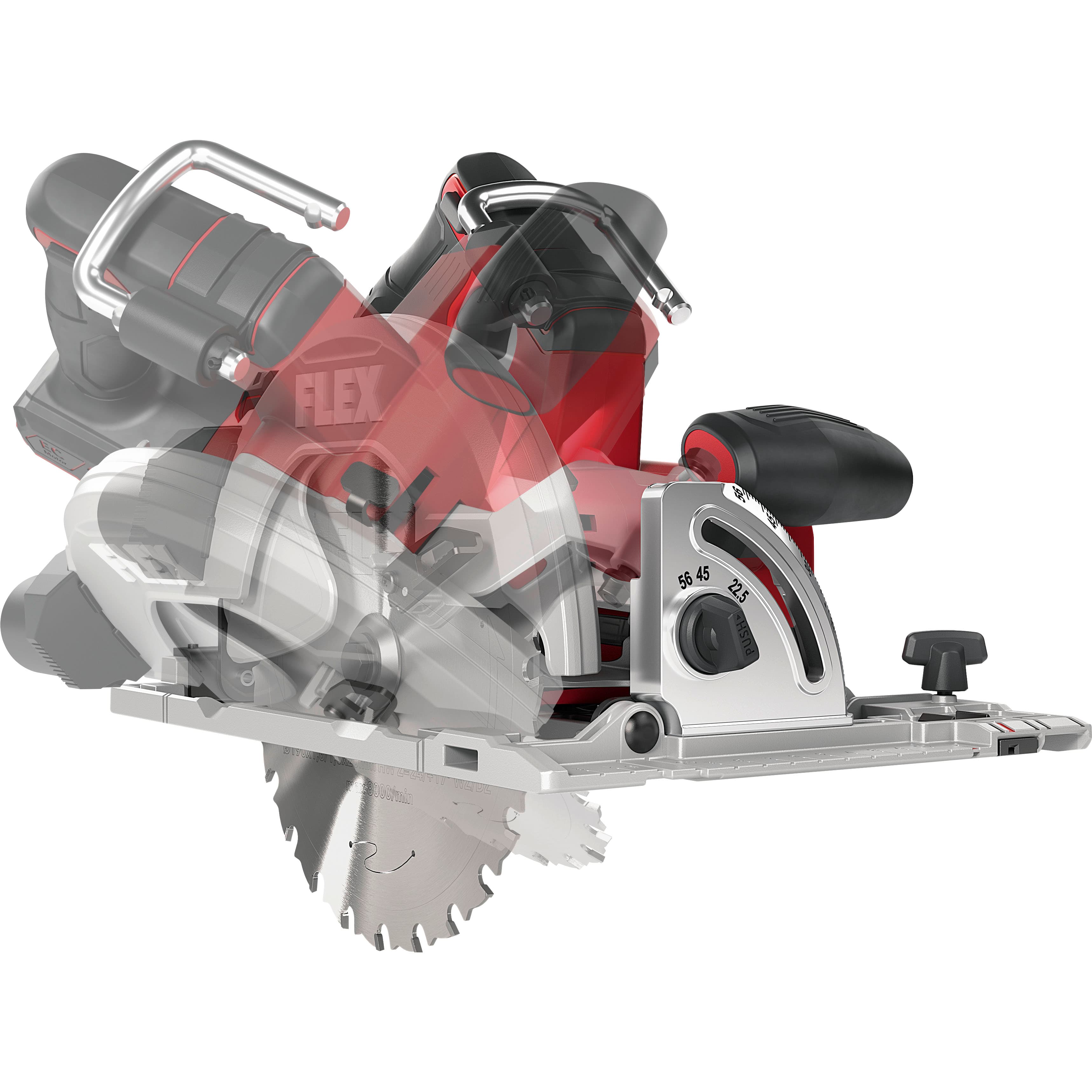 Angle adjustment on the new CS 68 18-EC cordless circular saw from FLEX