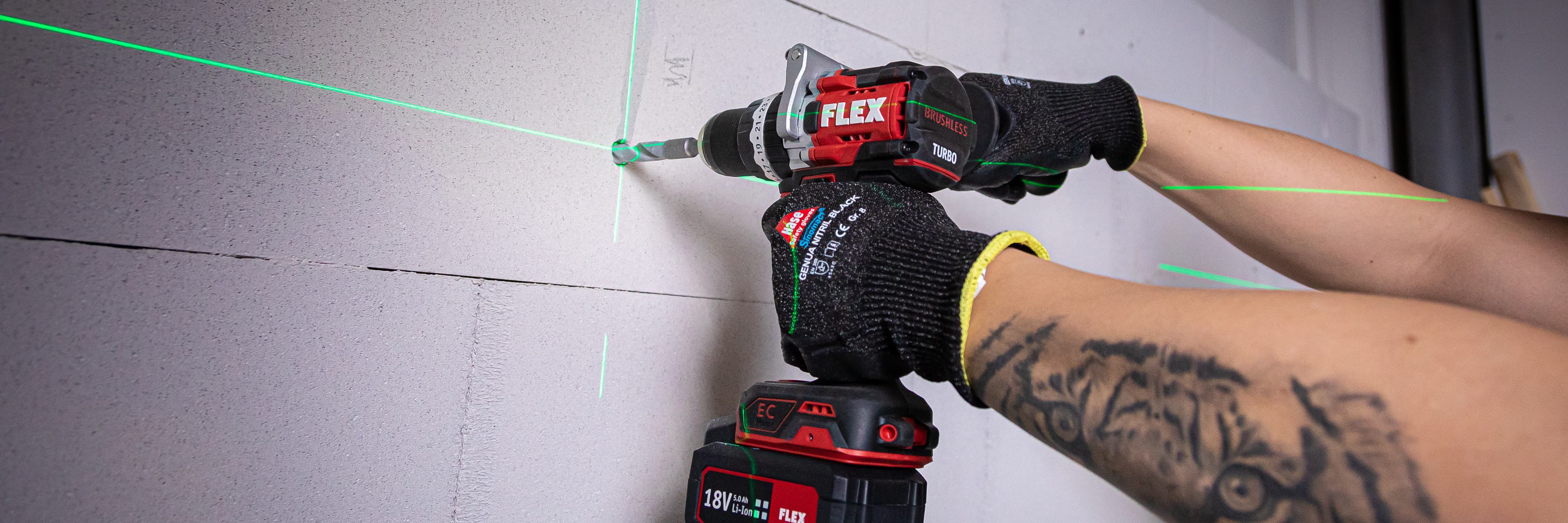 Trapano a percussione a batteria FLEX a 2 velocità con modalità turbo